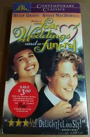 Four Weddings and a Funeral (VHS, 1999) Hugh Grant and Andie McDowell