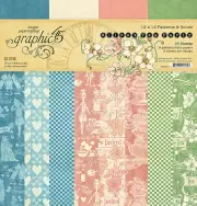 Graphic45 ALICE'S TEA PARTY Patterns/Solids 12x12 PAPER PAD scrapbooking 16 Shts
