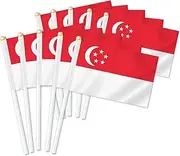 10 PCS Singapore Handheld Small Flag, Singaporeans Hand held Mini Decor Decoration Banner