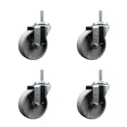 4 Inch Semi Steel Wheel Swivel 5/8 Inch Threaded Stem Caster Set Service Caster