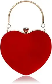 [jessie] Womens Velour Heart Clutch Bag Vintage Shoulder Handbag Ladies Elegant Purse for Wedding Evening