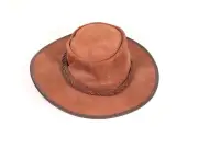 Barmah Unisex Australian Canvas Drover Hat Suede /Leather "man snowy river' M