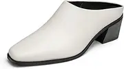 [Trary] Womens Mules, Closed Square Toe Chunky Heel Mules, Low Block Heel Backless Loafers Shoes, Slip On Mules for Women Dress Party Shoes