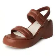 J. Adams - Rayanne - Platform Sandals For Women - Ankle Strap Sz 9.5 - Brown NIB