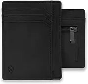 [AKIELO] RFID Blocking Credit Card Holder and Gift Box – Slim Wallets for Men – Minimalist Card Wallet (BRAVO Collection), 04. Black Zip Edition, One Size, Minimalist