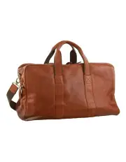 [PIERRE CARDIN] Rustic Leather Business Overnight Bag in Cognac