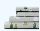 CUDDL DUD OKEO-TEX Cotton FLANNEL Queen Bed 4 pc SHEET Set snowman tree fox NEW