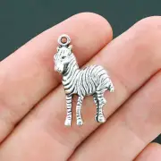 BULK 40 Zebra Charms Antique Silver Tone - SC3946