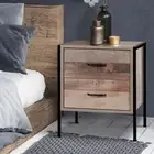 Bedside Tables Drawers Side Storage Lamp Nightstand Sturdy Metal Feet Furniture