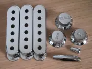 ST Pickup Covers ST Style Guitar Knobs Switch,Trem Arm Tip Chrome for Strat