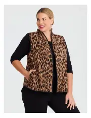 [Taking Shape] Reversible Quilt Vest in Black/Leopard