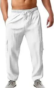 [Generic] Pants Mens Leather Trousers Grey Cargo Elasticated Waist Slim Fit with Pockets Shirts Track Pants Women Y2K Ball Cycling Compression Long Work Wear Pocket Full
