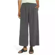 NEW EILEEN FISHER Pants Wide Leg Cropped Tencel Viscose Crepe Sz XL Bark Brown