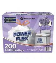 Member's Mark Power Flex Tall Kitchen Drawstring LAVENDER Bags (13 Gal.200 ct.)