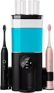 Mouthwash Dispenser for Bathroom, 650ML(21.98 Fl Oz) Smart Mouthwash Dispensers Toothbrush Holders Wall Mounted,Wall Mounted/Countertop Automatic Mouthwash Dispenser for All Age Groups,Black