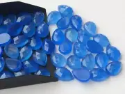 10x14mm Blue Chalcedony Rose Cut Pear Flat Back Cabochons, Blue Cabochons Pear