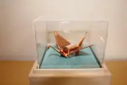 Paper crane made by Copper plate Japanese craftsman Present Gift Handmade