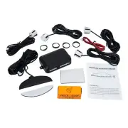 Car Parking Rear Reverse 4 Sensors Buzzer Radar Backup Audio Alarm Kit White