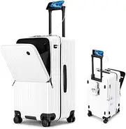 HTBNFYY Suitcases with Wheels 28 Inch Luggage Large Capacity Hard Shell Suitcases with Cup Holder USB Port Front Opening Carry on Luggage,D,28in