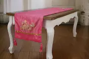 2 x Table Runners Pink with Embroidery Pink Home Decor Party Decoration 150cms