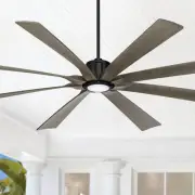 80" Defender Modern Indoor Outdoor Ceiling Fan with LED Light Remote Black Oak