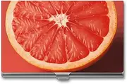 [LKHDS] Slim Aluminum Alloy Business Card Holder Ripe Grapefruit Slice Pocket Business Card Case Portable Business Card Wallet Business Card Holders Handheld Card Box for Women Men, style, One size