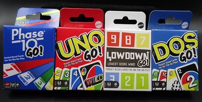 Mattel Pocket Size Card "UNO GO! Phase 10 GO! DOS GO! LOWDOWN GO! "You Pick" New