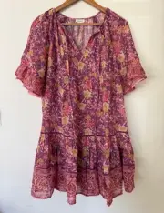 SUNDANCE CATALOG Aisha Foral pink pleated Dress SMALL Orig $158 NWT