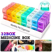 32 Grids Medicine Container Holder Monthly Tablet Pill Sorter Case Organizer Box