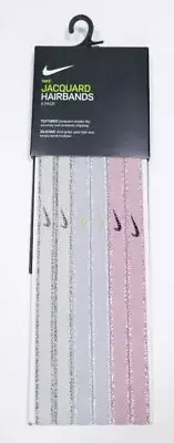 Nike Metallic Swoosh Sport Headbands Assorted 6 Pack Light Bone/LT Smoke Grey