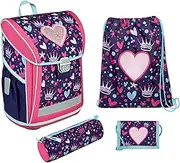 [Undercover] Curve Heart School Bag Set - Approx. 23 litres Storage Space - Ergonomic Back Padding - Attached Reflectors - Girls - School Bag Set 1st Class, Purple, Einheitsgröße