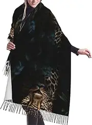 [DRTGEDS] Leopard Print Scarfs For Women Fall Winter Scarves Pashmina Shawls And Wraps For All Season Christmas Gift