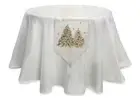 Melrose 72" Cream Silver Table Runner with Festive Embroidered Christmas Tree