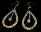 Ethiopian Opal Beads Large Dangle Earring 925 Silver Gemstone Handmade Jewelry