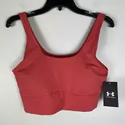 Under Armour Womens Large Sports Bra Top Yoga Gym Fitness Red Built In Bra NWT