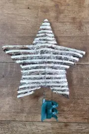 Rustic Twig Star Christmas Tree Topper Clear Glitter Farmhouse Look Clip On