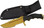 Szco Supplies 8.5”Gold/Black Fixed Blade Saw Back Tracker Survivor Knife WF-1114