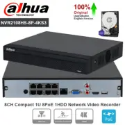 Dahua NVR2108HS-8P-4KS3 8CH PoE Network Video Recorder Security Camera System