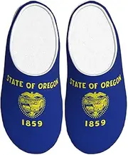 [EdWal] Oregon State Flag print Winter Warm Slippers Indoor Anti-skid Plush Slippers Relaxing at Home for Women Men