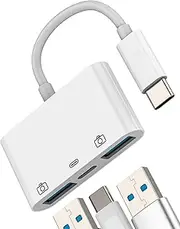 [WASRUYI] USB C to Dual USB 3.0 Adapter (3 in 1) for iPhone 16 Pro Max, Samsung S24/S23, MacBook, iPad, Laptop, PC - USB-C to USB 3.0 Connection, Data Transfer, Charging
