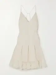 [KHAITE] KHAITE - Teagan Ruffled Voile And Twill Mini Dress - Off-white - US10 US 10 Off-white