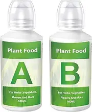 Hydroponic Nutrients, Vegetable Growing Nutrients, Organic Plant Food, A & B Liquid Hydroponics Fertilizer for Hydroponics Growing System and Potted Houseplants, Plant Fertilizer