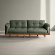 Natalie 2.19m Full Top-Grain Leather Upholstered Sofa Multi-Seater Sofa