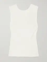 [ST. AGNI] ST. AGNI - Open-back Lenzing™ Lyocell And Ecovero™-blend Twill Top - White - medium medium White