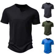 Men's Venice Notched Collar Short-sleeved T-shirt Men Plus Size