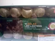 10 Solar Lantern String Lights - Outdoor Gold Lantern Lights Waterproof Outdoor