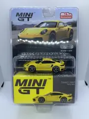 MINI GT - Porsche 911 Turbo S Racing Yellow 991 - Display Packaging - 1:64 Scale