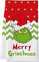 Cheroloven Funny Christmas Kitchen Towel, Merry Christmas Dish Towel, Holiday Absorbent Waffle Hand Towels, Cute Christmas Kitchen Decorations, Novelty Xmas White Elephant Gifts for Women Men