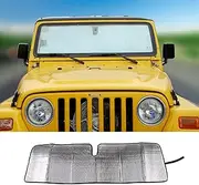 Windshield Sun Visor Foldable Sunshade Aluminum Foil Sun Shield for 2007-2018 Jeep Wrangler JK JKU & 1997-2006 Jeep Wrangler TJ LJ