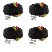 60ft BNC Video Power Siamese Cable, Extension Wire Cord BNC RCA Connector 4-Pack